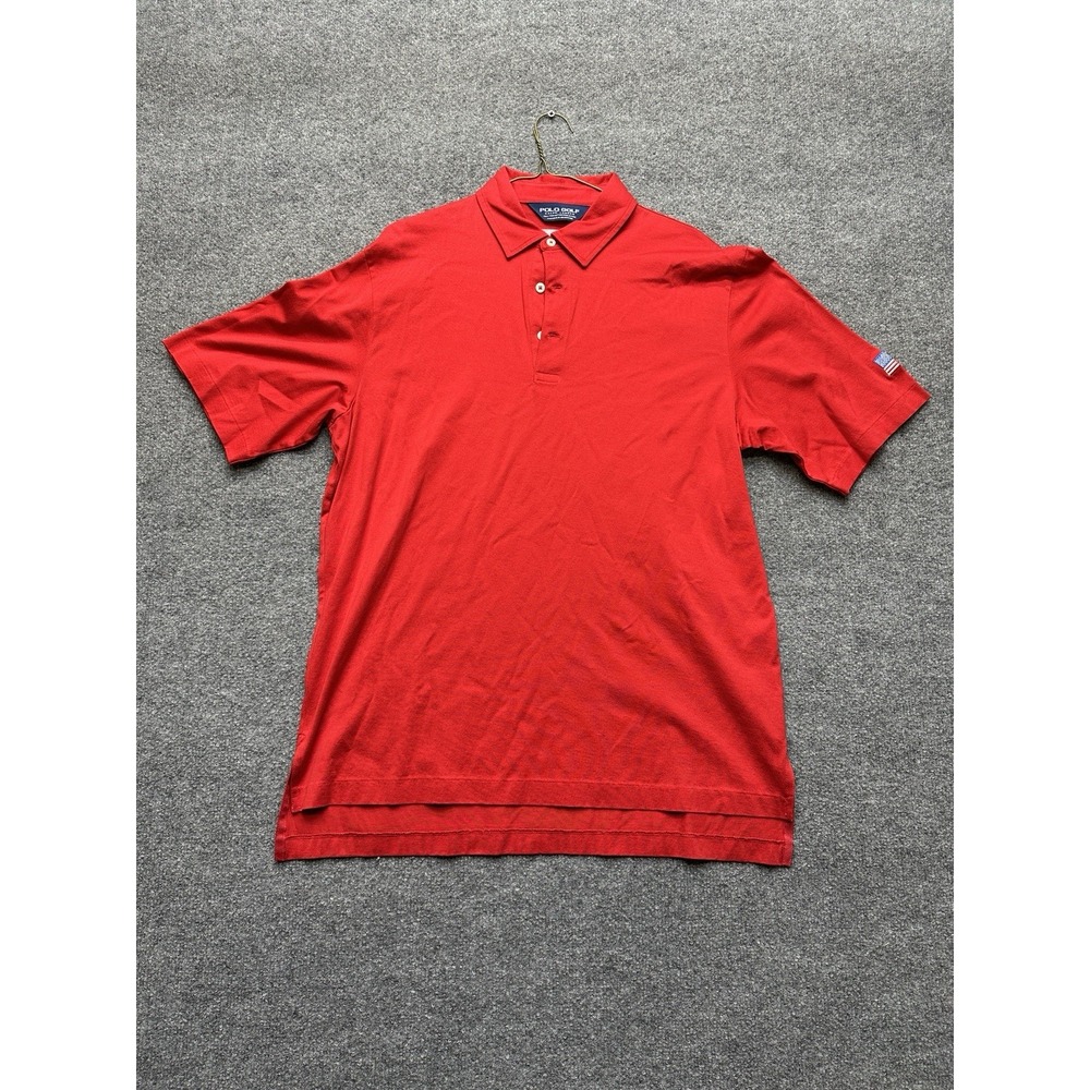 Polo Ralph Lauren Golf Shirt 100% Pima Cotton Size‎ Men's Medium Red Vintage